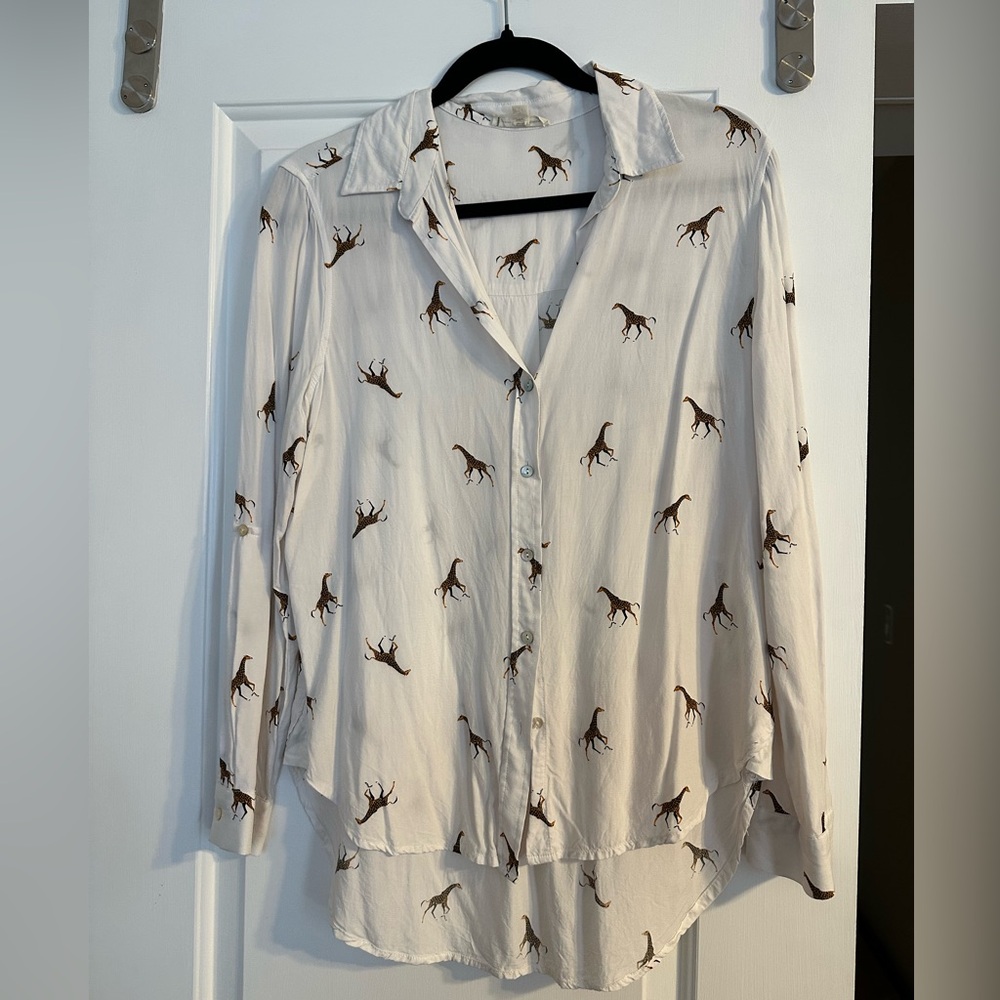 Jane and Delancey Giraffe Button Down - S